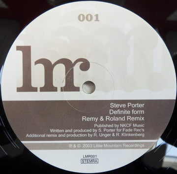 Steve Porter : Definite Form (12")