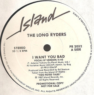 The Long Ryders : I Want You Bad (12", Promo)