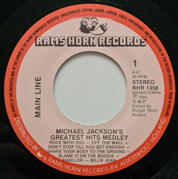 Main Line : Michael Jackson's Greatest Hits Medley (7")
