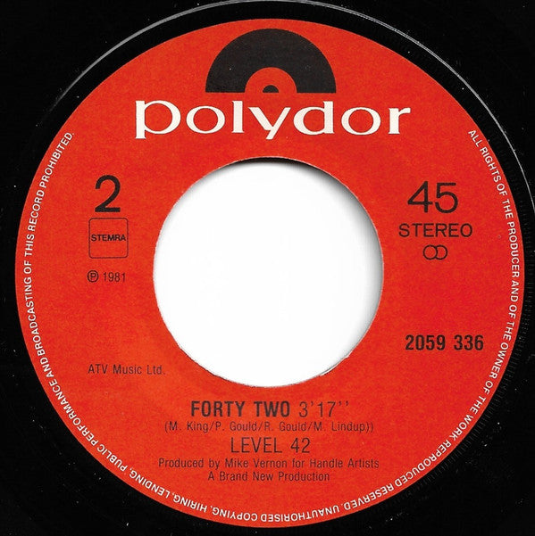 Level 42 : Love Games (7", Single)