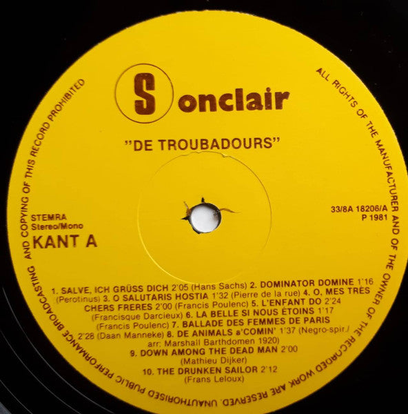 De Troubadours* : De Troubadours (LP, Mono)