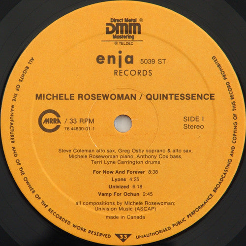 Michele Rosewoman : Quintessence (LP, Album, Dir)