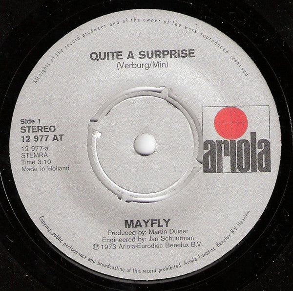 Mayfly (2) : Quite A Surprise / Signed By The Time (7", Single)