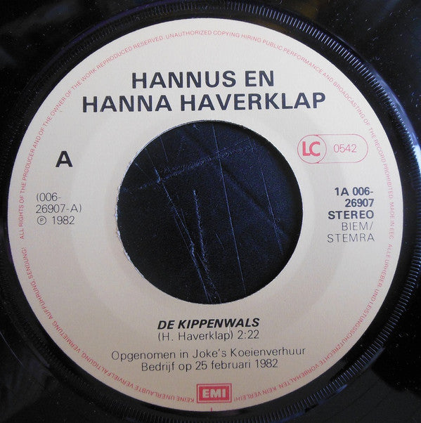 Hannus Haverklap & Hanna Haverklap : De Jomapolka & De Kippenwals (7")