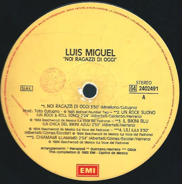 Luis Miguel : Noi Ragazzi Di Oggi (LP)
