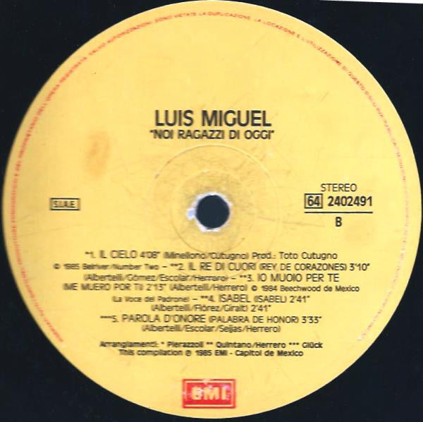 Luis Miguel : Noi Ragazzi Di Oggi (LP)