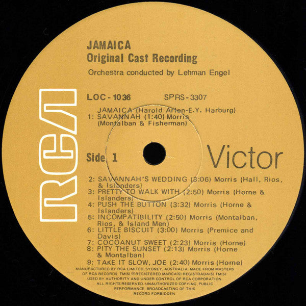 Harold Arlen, E.Y. Harburg - Lena Horne, Ricardo Montalban : Jamaica (LP, Album, RE)