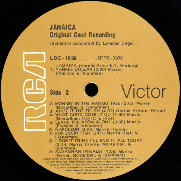 Harold Arlen, E.Y. Harburg - Lena Horne, Ricardo Montalban : Jamaica (LP, Album, RE)