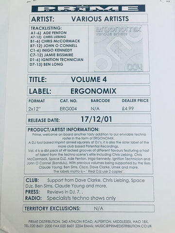 Various : Ergonomix 004 (2x12", W/Lbl)