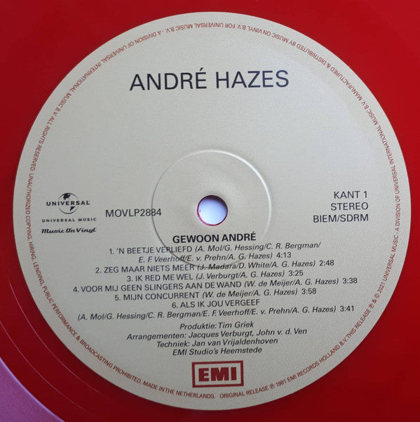 André Hazes : Gewoon André (LP, Ltd, Num, RE, Red)