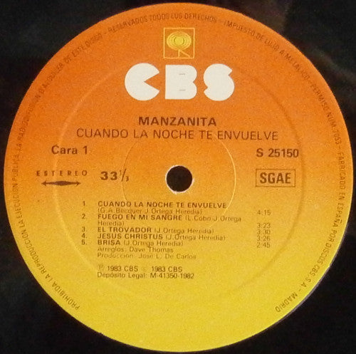 Manzanita : Cuando La Noche Te Envuelve (LP, Album)