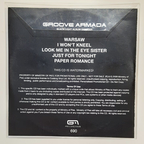Groove Armada : Black Light - Album Sampler (CDr, Promo, Smplr, Wat)