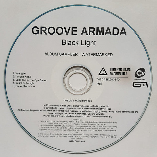 Groove Armada : Black Light - Album Sampler (CDr, Promo, Smplr, Wat)