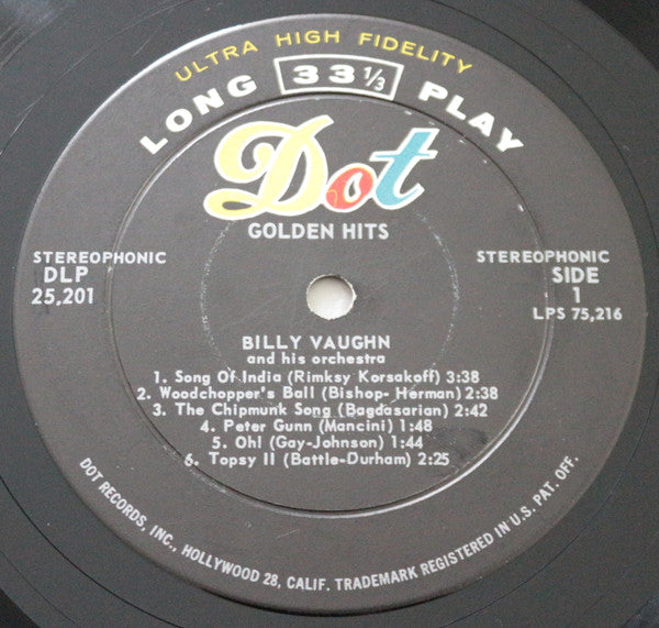 Billy Vaughn And His Orchestra : Golden Hits (LP)