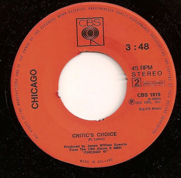 Chicago (2) : Just You 'N' Me (7", Single)