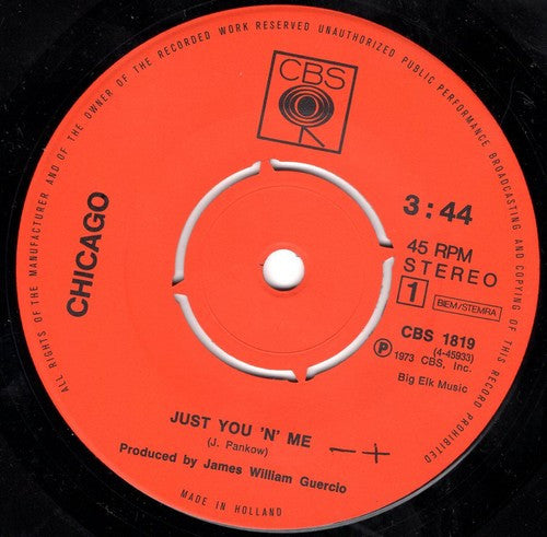 Chicago (2) : Just You 'N' Me (7", Single)