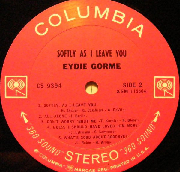 Eydie Gormé : Softly, As I Leave You (LP, Album)