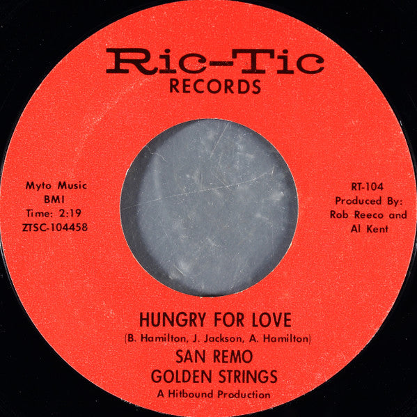 San Remo Golden Strings / Bob Wilson And The San Remo Quartet : Hungry For Love / All Turned On (7", Single, Mono, Styrene, Pit)