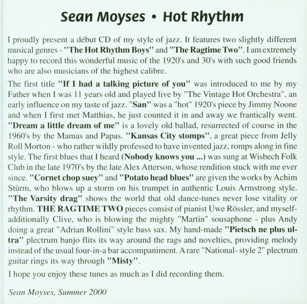 Sean Moyses : Hot Rhythm (CD, Album)