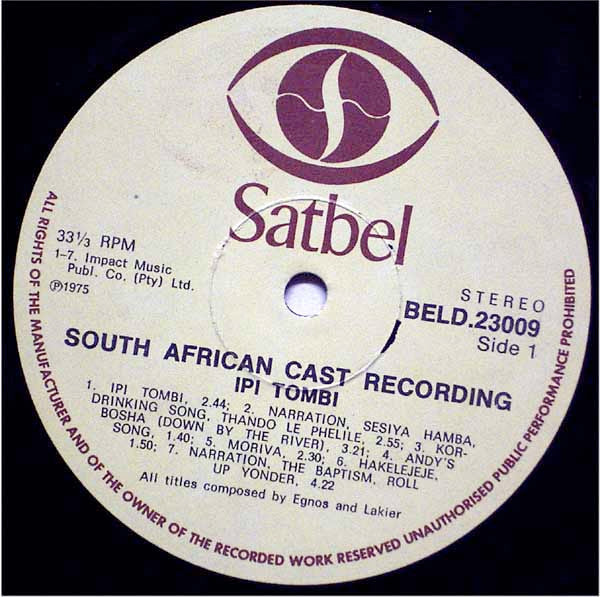 Various : Bertha Egnos & Gail Lakier's Ipi Tombi: Original Cast Recording (2xLP)