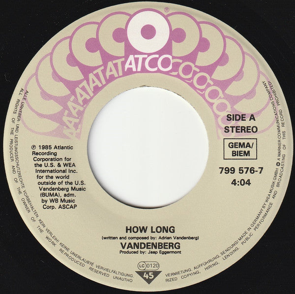 Vandenberg : How Long (7", Single)