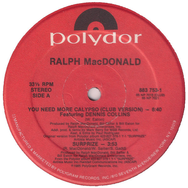 Ralph MacDonald : You Need More Calypso (12")