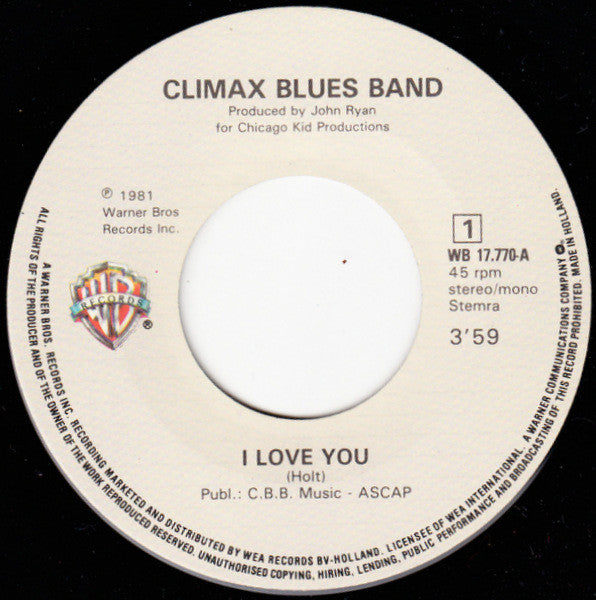 Climax Blues Band : I Love You (7", Single)