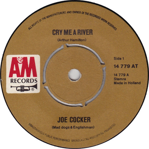 Joe Cocker : Cry Me A River / Give Peace A Chance (7", Single)