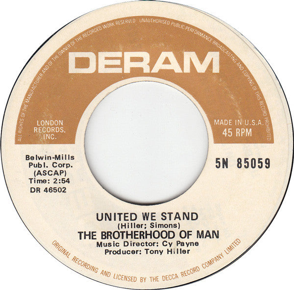 Brotherhood Of Man : United We Stand (7", Single)