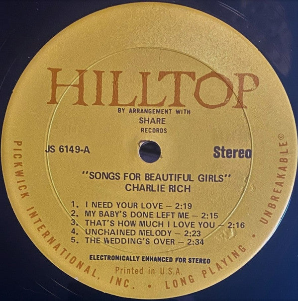 Charlie Rich : Songs For Beautiful Girls (LP, Comp)