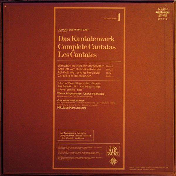 Johann Sebastian Bach : Das Kantatenwerk / Complete Cantatas / Les Cantates - BWV 1-4 - Folge / Volume 1 (2xLP, RP + Box)