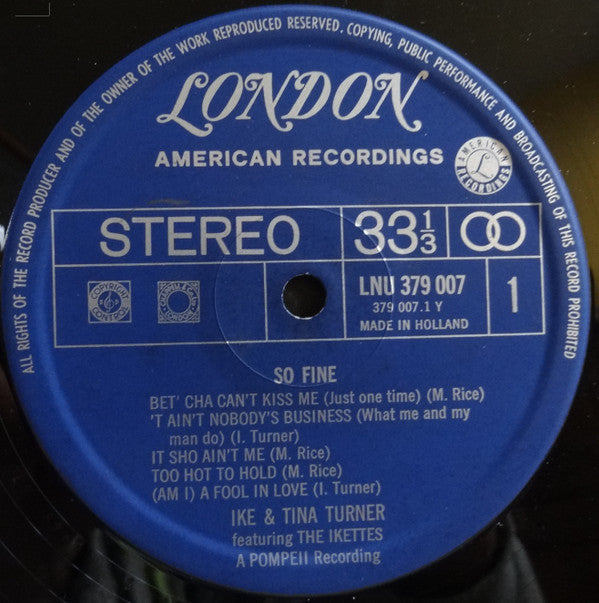 Ike & Tina Turner Feat. Ikettes* : So Fine (LP)