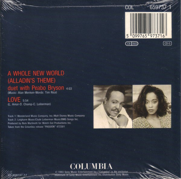 Peabo Bryson And Regina Belle : A Whole New World (Aladdin's Theme) (CD, Single, Car)