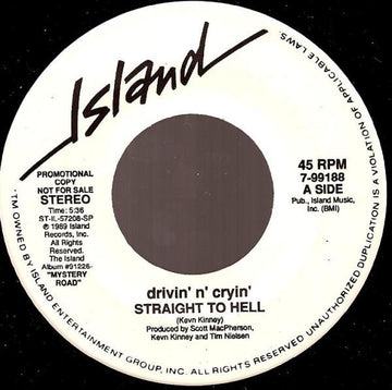 Drivin' N' Cryin' : Straight To Hell (7", Single, Promo)