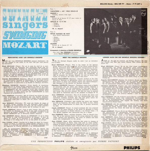 Les Swingle Singers : Swinging Mozart (LP, Album, Blu)
