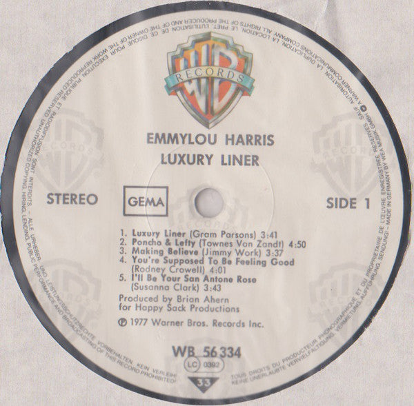 Emmylou Harris : Luxury Liner (LP, Album, RE)