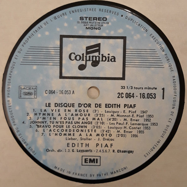 Edith Piaf : Le Disque D'Or D'Edith Piaf (LP, Comp, Gat)