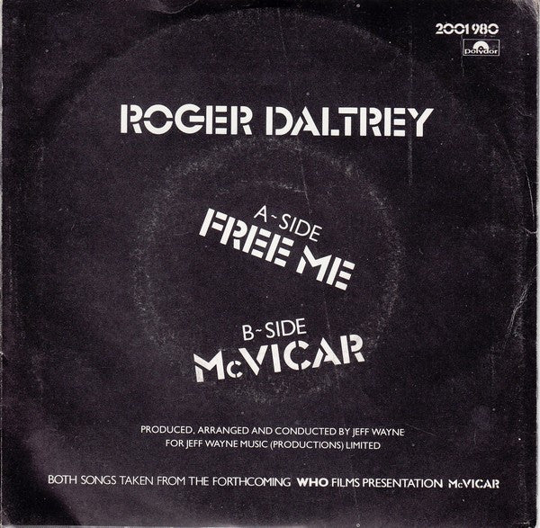Roger Daltrey : Free Me (7", Single)