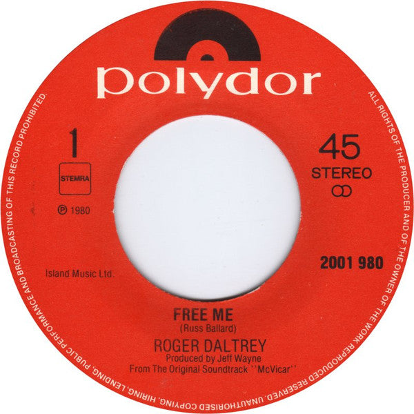 Roger Daltrey : Free Me (7", Single)