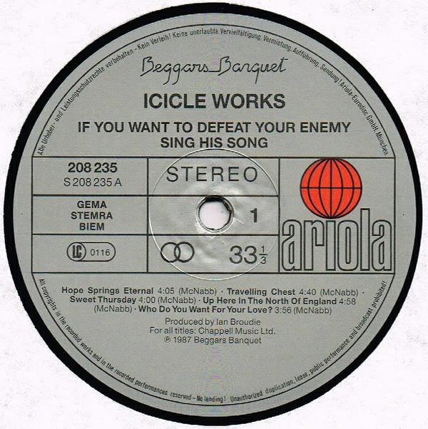 The Icicle Works : If You Want To Defeat Your Enemy Sing His Song (LP, Album)