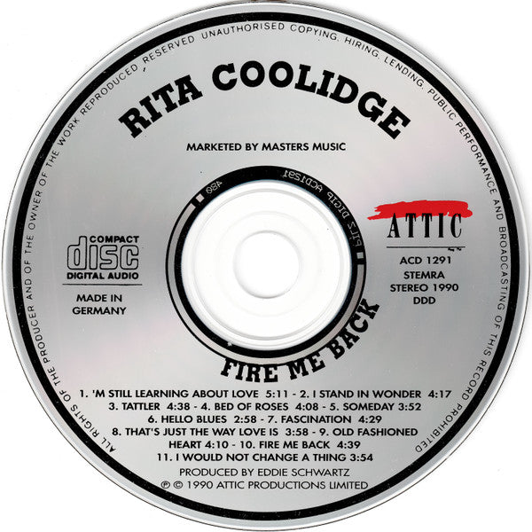 Rita Coolidge : Fire Me Back (CD, Album)