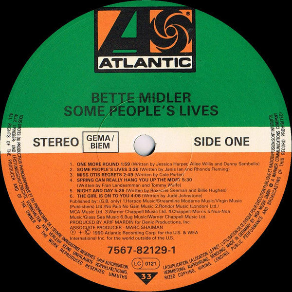 Bette Midler : Some People's Lives (LP, Album)