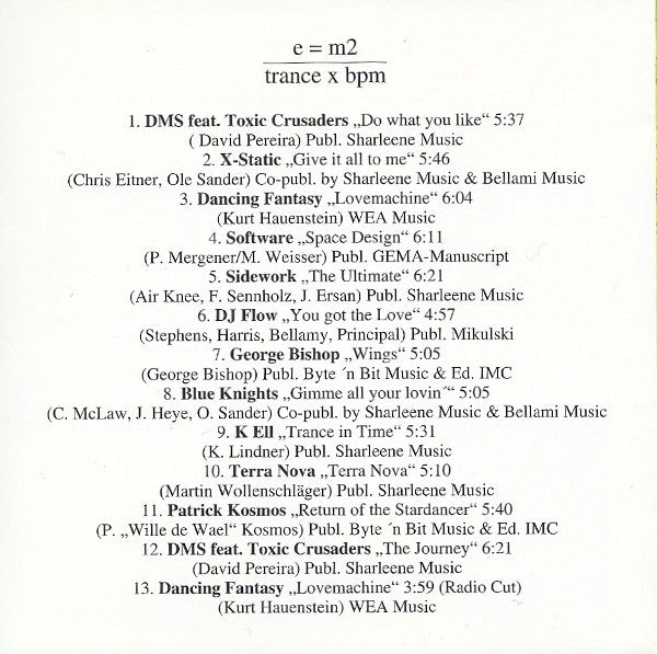 Various : E=M²/Trance x BPM (CD, Comp)