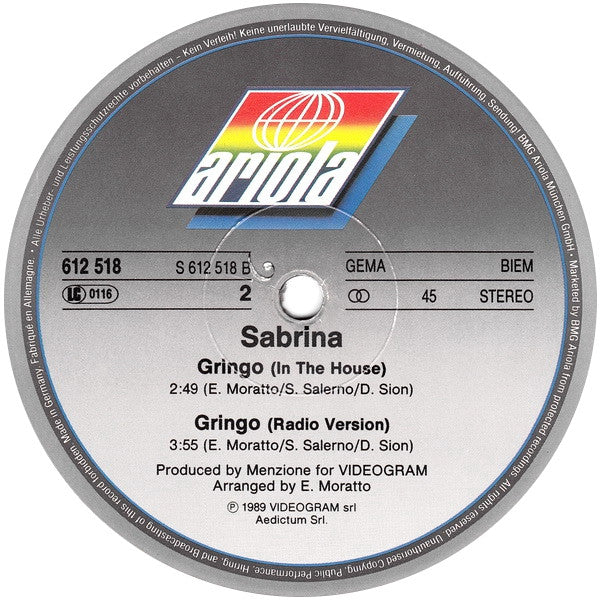 Sabrina : Gringo (12", Maxi)
