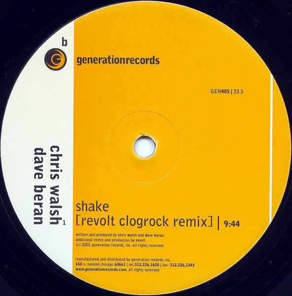 Chris Walsh & Dave Beran : Shake (12")