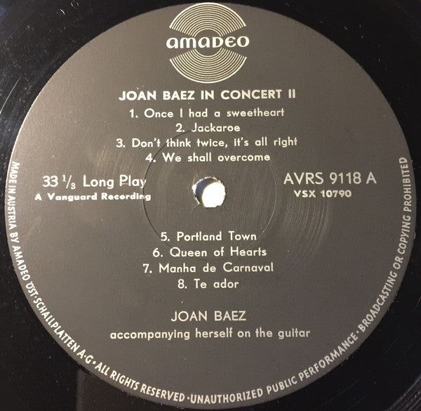 Joan Baez : In Concert II (LP)