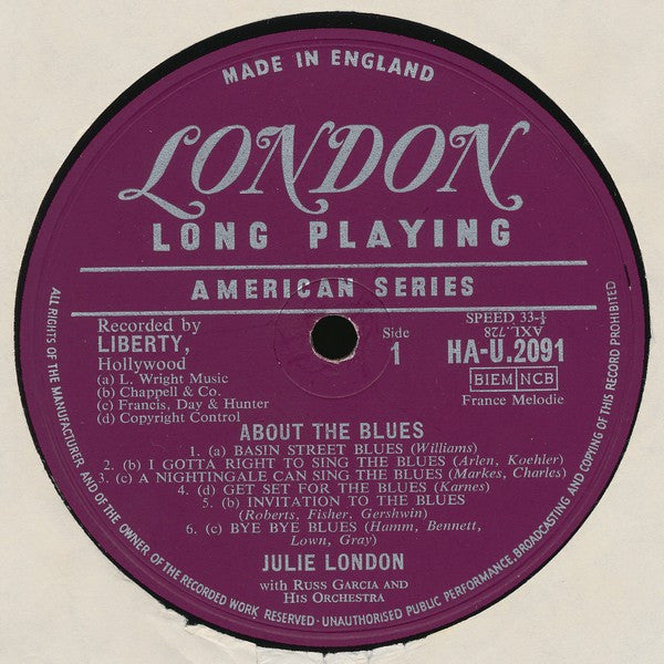 Julie London : About The Blues (LP, Album)