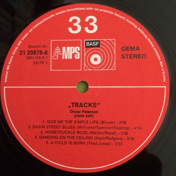 Oscar Peterson : Tracks, Oscar Peterson Piano Solo (LP, gat)
