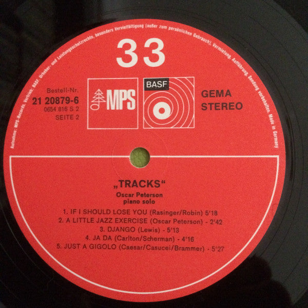 Oscar Peterson : Tracks, Oscar Peterson Piano Solo (LP, gat)