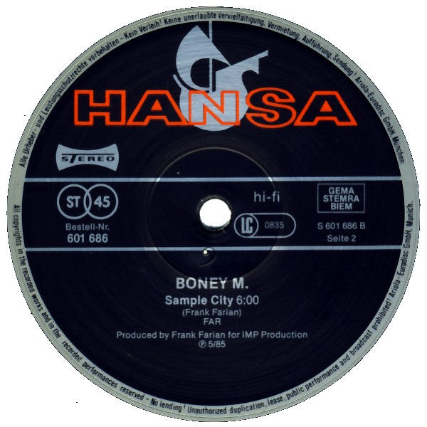 Boney M. : My Chérie Amour (U.S. Club-Mix - Special Extended) (12", Maxi)